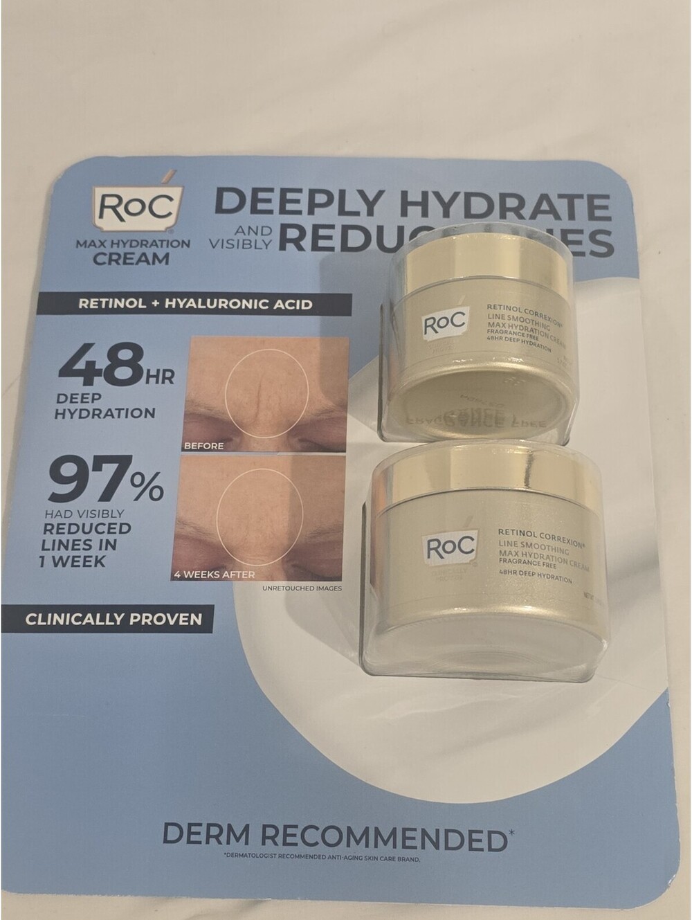 RoC Retinol Correxion Max Hydration Cream, 1.7 oz & 3.4 oz new